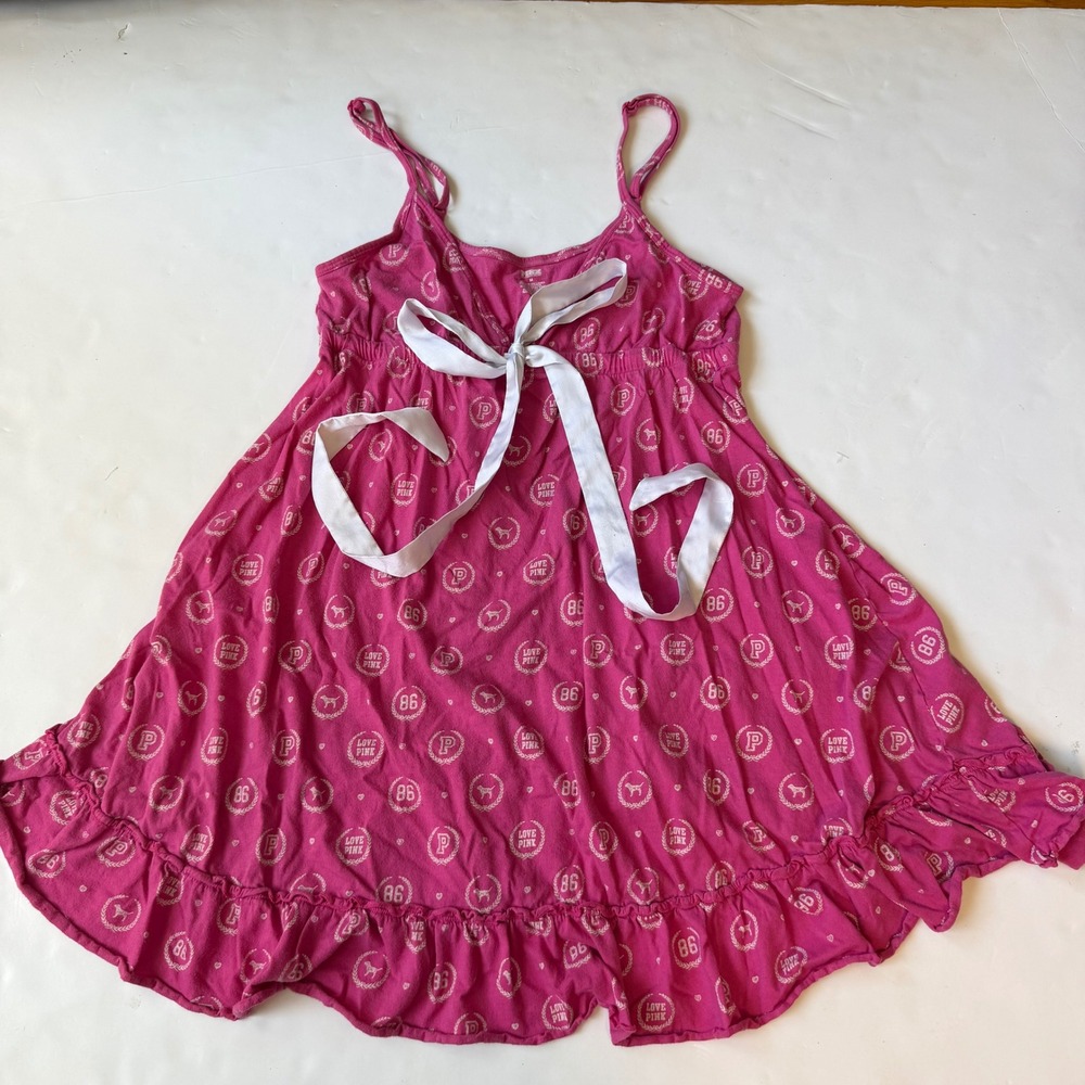 Vintage Victoria's Secret PINK Babydoll Nightgown Pink McBling 2007 Y2K Dress M